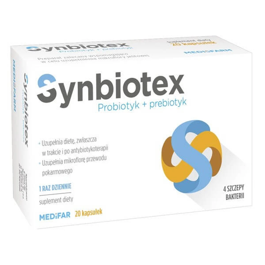 Medifar Synbiotex, cápsulas, 20 uds.