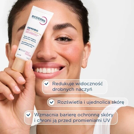Bioderma Sensibio AR+ CC SPF 50+, cremă protectoare calmantă și reducătoare de roșeață, nuanță deschisă, 40 ml