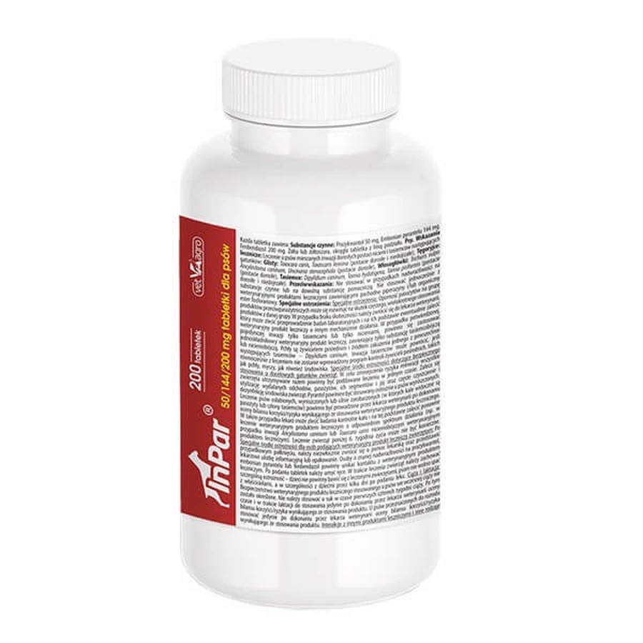 InPar 50/144/200 mg, tabletten voor honden, 200 st.