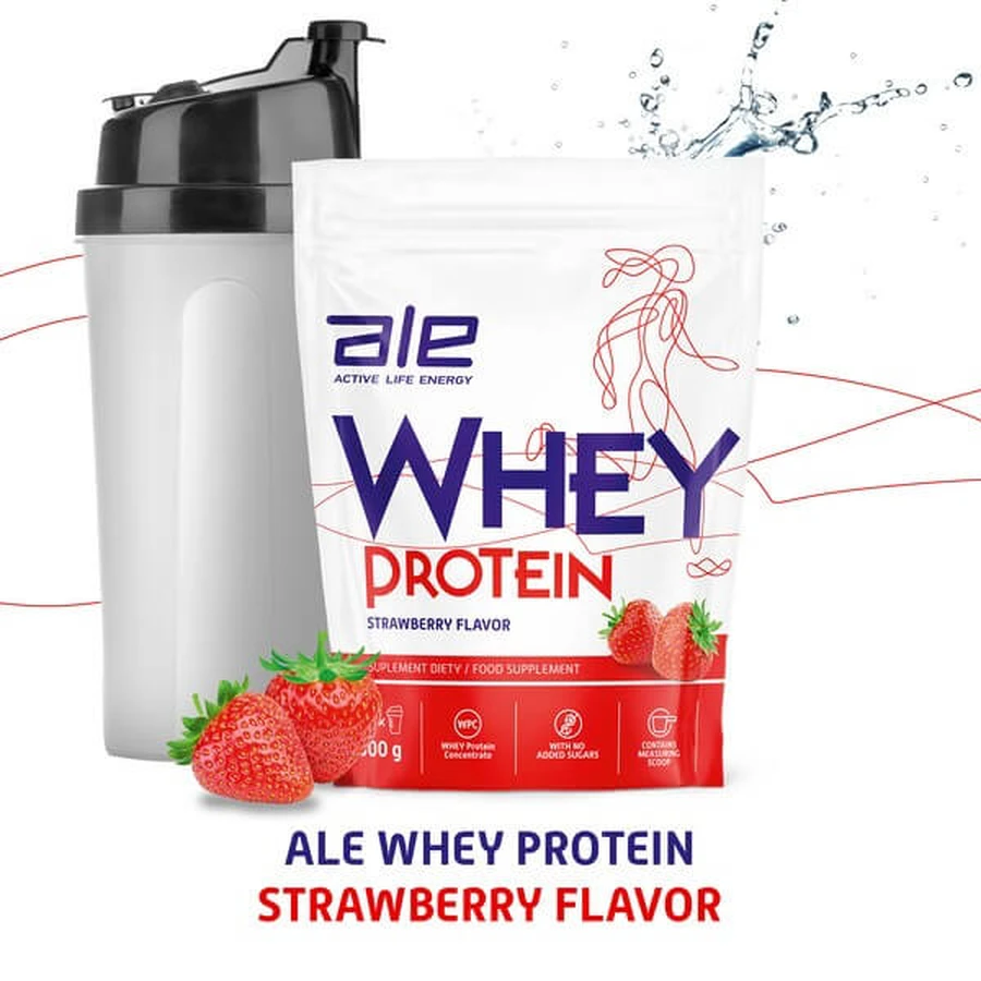 ALE Wei-eiwit Aardbeiensmaak, poeder, 600 g