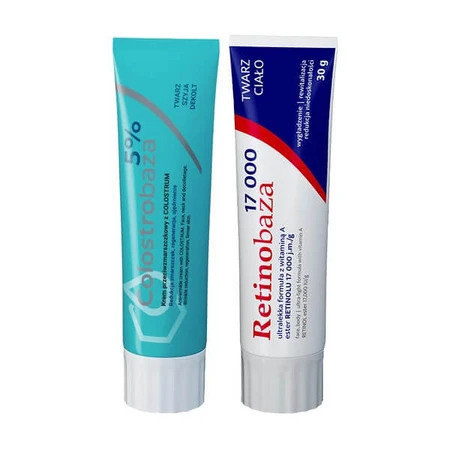 Set Colostrobase 5%, anti-wrinkle cream with colostrum, 30 g + Retinobase 17000, pharmaceutical vitamin A cream, 30 g