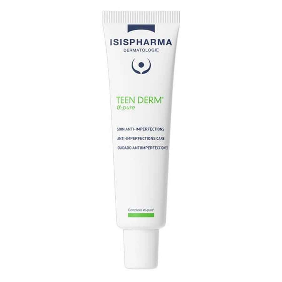 Isispharma Teen Derm Alpha Pure, cremă pentru combaterea modificărilor inflamatorii ale pielii cu tendință acneică, 30 ml