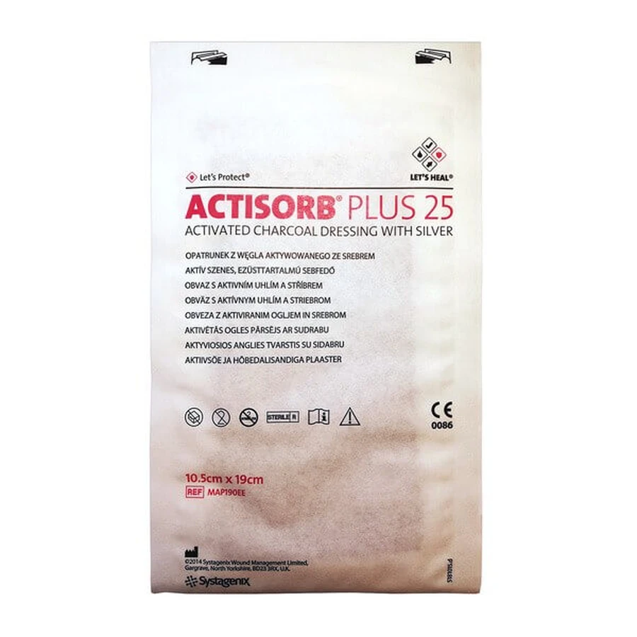 Actisorb Plus 25, verband, 19 cm x 10,5 cm, 1 st.