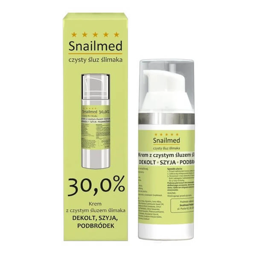 Snailmed, anti-wrinkle cream for décolleté with natural snail mucus, pro-vitamin B5, vitamin E and keratin, 30 ml