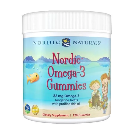 Nordic Omega-3 Gummies, 82 mg Tangerine Treats, jelly beans, 120 stuks.