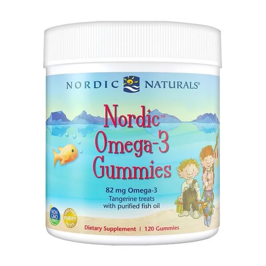Nordic Omega-3 Gummies, 82 mg Tangerine Treats, jelly beans, 120 stuks.