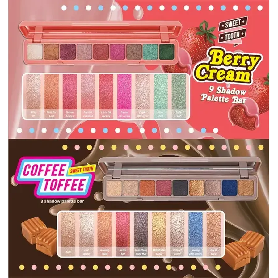 J.Cat Beauty Sweet Tooth 9 Shadow Palette Bar, paleta cieni do oczu, 102 Coffee Toffee, 7,2 g: ceny i cechy