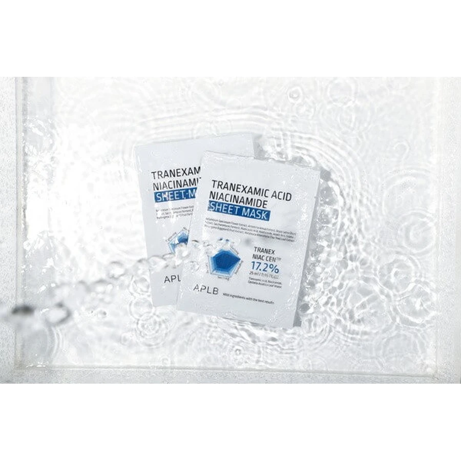 APLB Tranexamic Acid Niacinamide Sheet Mask, mascarilla iluminadora con ácido tranexámico y niacinamida, 25 ml