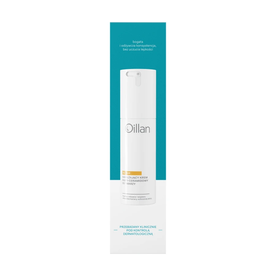 Oillan Repair, crème hydratante multi-céramides pour le visage pour les peaux sensibles et très sèches, 50 ml