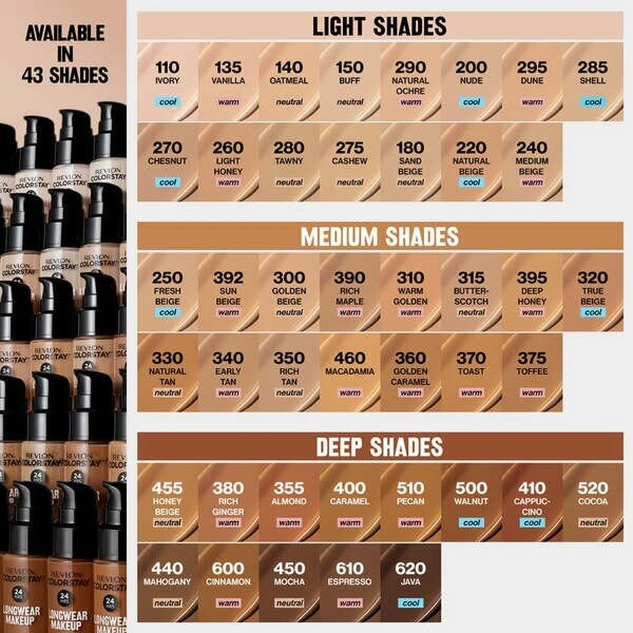 Revlon Colorstay Longwear Maquillaje SPF 15, base de maquillaje con bomba para pieles grasas y mixtas, 330 Natural Tan, 30 ml.