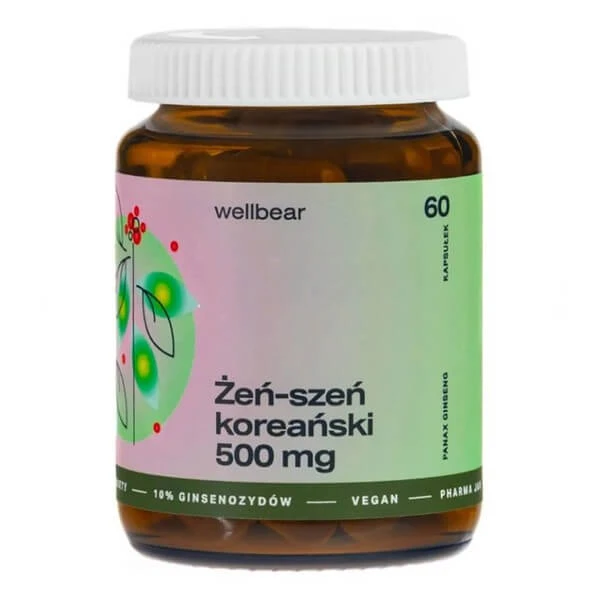 Wellbear Koreaanse ginseng (Panax ginseng) 500 mg, capsules, 60 st.