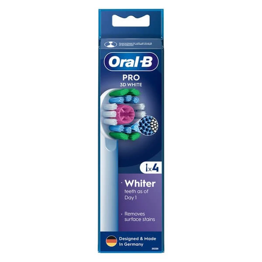 Oral-B, 3D White, replacement tips, 4 pcs.