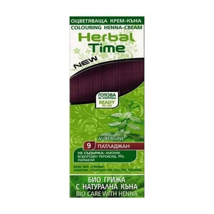 Herbal Time, henna natural para el cabello, no. 09 berenjena, 75 ml