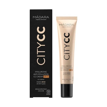 Madara Hyaluronic Anti-Pollution CC Cream SPF 15, crema de color, Beige, 40 ml.