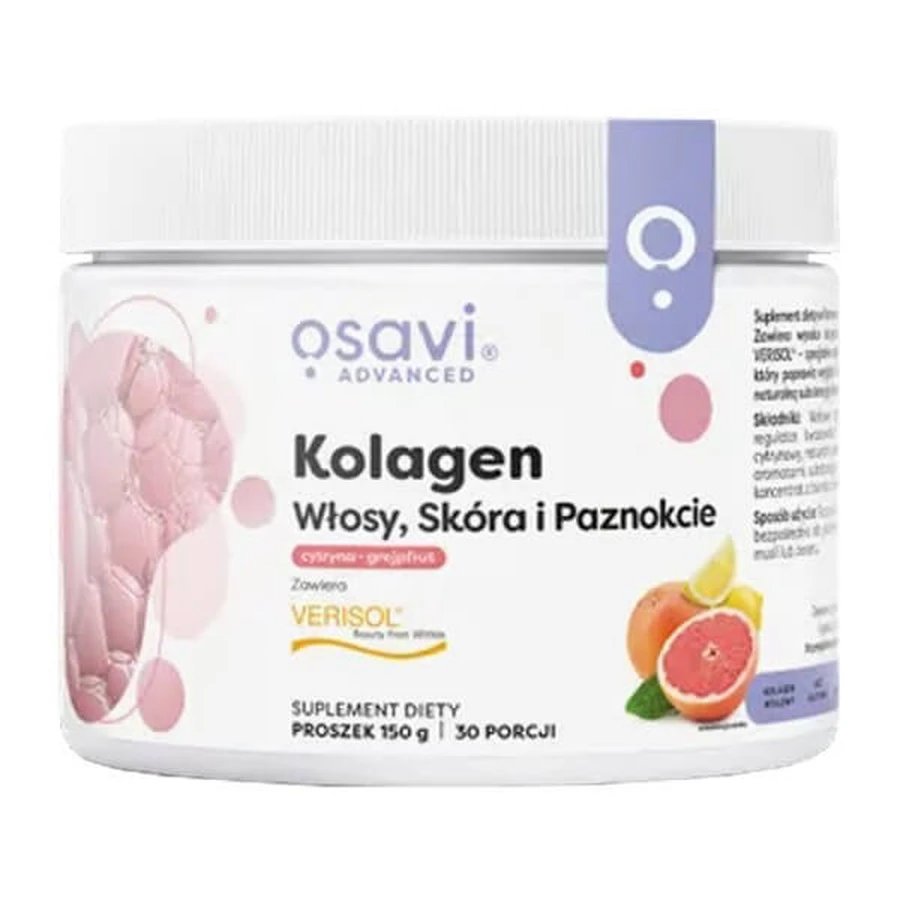 Osavi Colágeno Cabello, Piel y Uñas, polvo, sabor limón-pomelo, 150 g