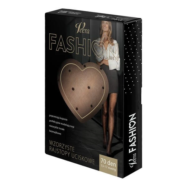 Veera Fashion, panty met patroon, 70 DEN, zwart met stippen, maat S