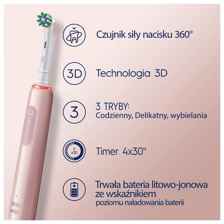 Oral-B, Pro Series 3, roz, periuță de dinți electrică