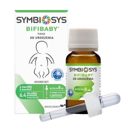 Set Symbiosys Bifibaby, druppels, 8 ml + Symbiosys Alflorex, probioticum, capsules, 30 stuks.