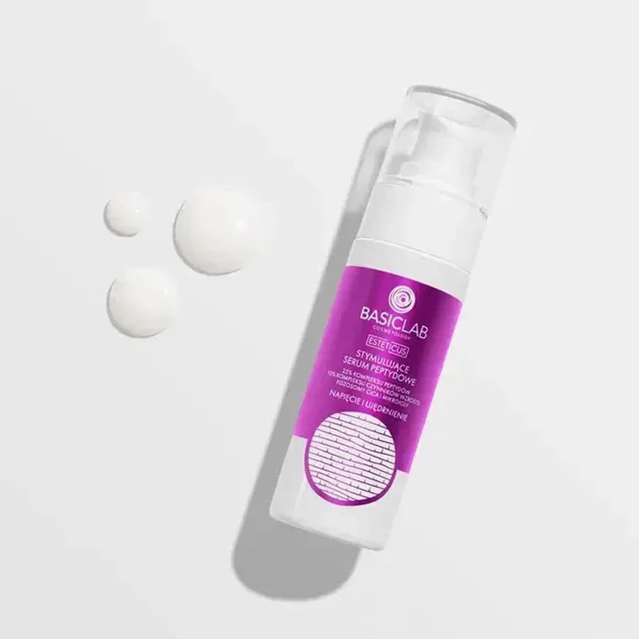 BasicLab Esteticus, stimulerend peptide gezichtsserum voor nachtelijke spanning en versteviging, 30 ml