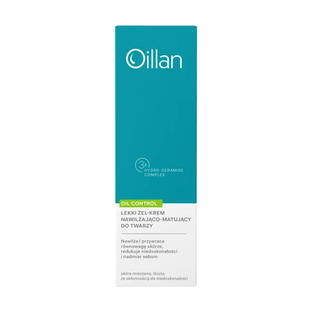 Oillan Oil Control, gel-crème hydratant et matifiant léger pour les peaux mixtes et grasses, 50 ml