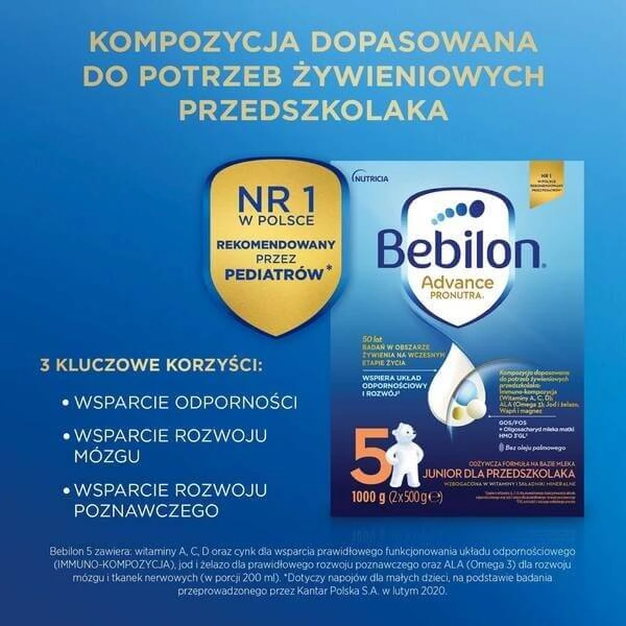Set of 2 x Bebilon Advance Pronutra 5, Junior, 1000 g + Bioderma ABCDerm Cold-Cream, 1l
