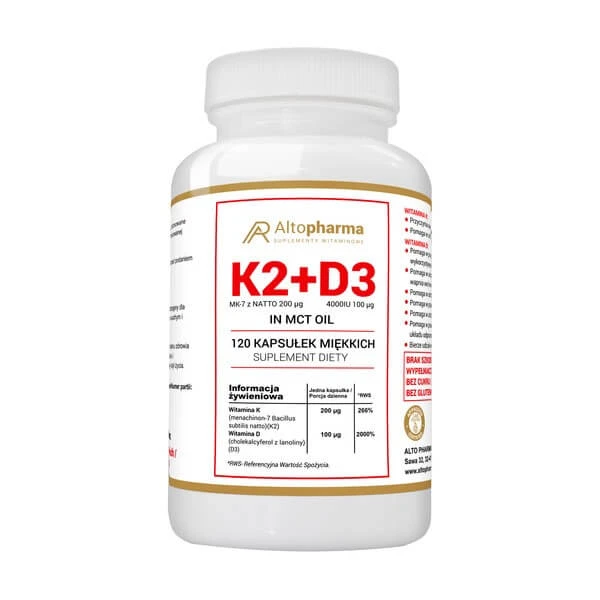 K2 200 mcg + D3 100 mcg 4000 IU, zachte capsules, 120 st.