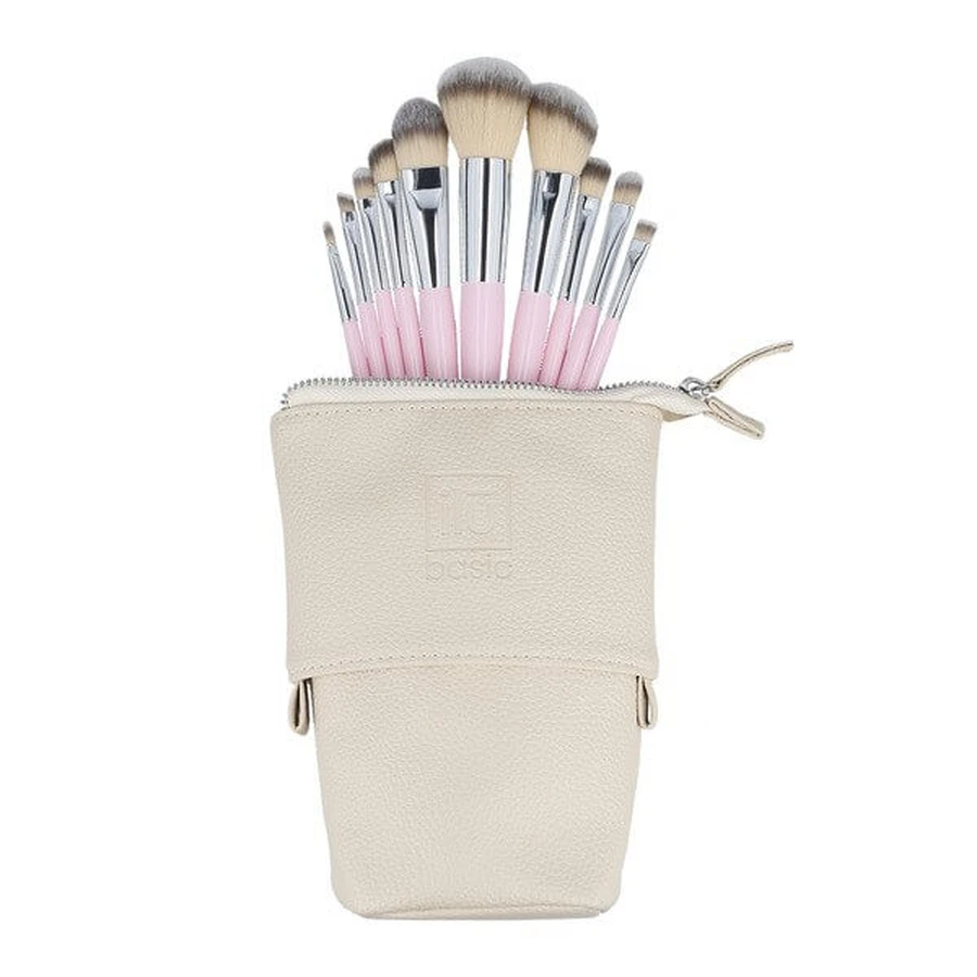 Ilu Basic Set mit 10 Schminkpinseln + Etui, rosa