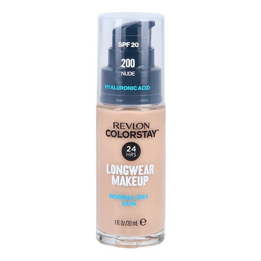 Revlon Colorstay Longwear Make-up SPF 20, pompfoundation voor de normale tot droge huid, 200 Nude, 30 ml.