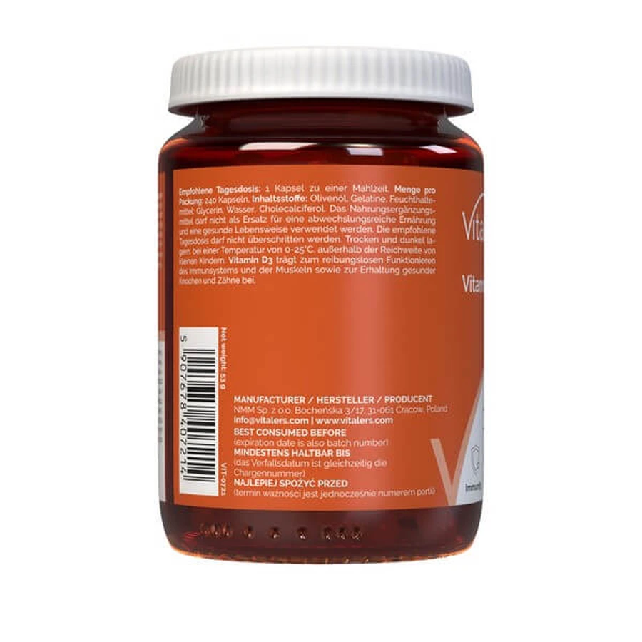Vitalers Vitamina D3 4000 UI, capsule, 240 pz.