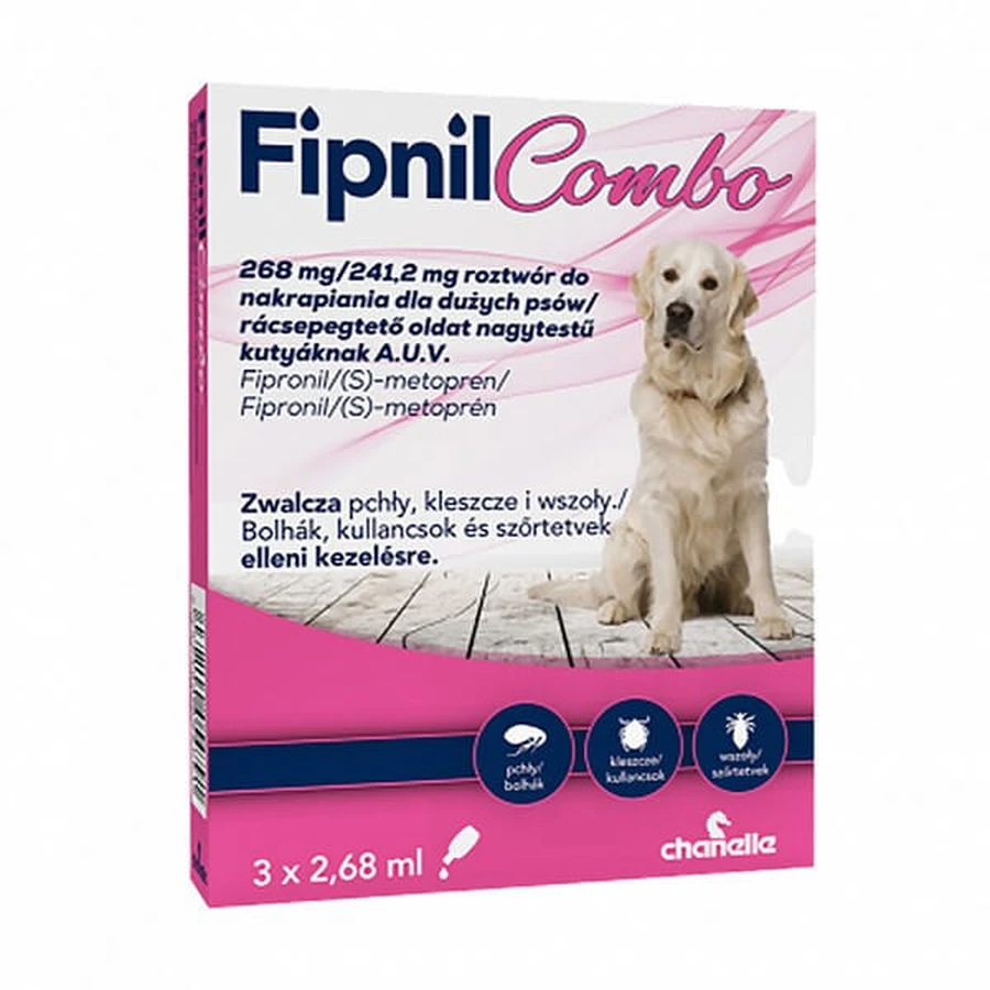 Fipnil Combo 269 mg / 241,2 mg, Fleckenlösung für kleine Hunde, 3 x 2,68 ml