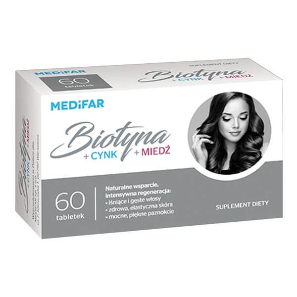 Medifar Biotine + Zink + Koper, tabletten, 60 st.