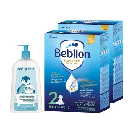 Set of 2 x Bebilon 2 Advance Pronutra, 1000 g + Bioderma ABCDerm Cold-Cream, 1 l