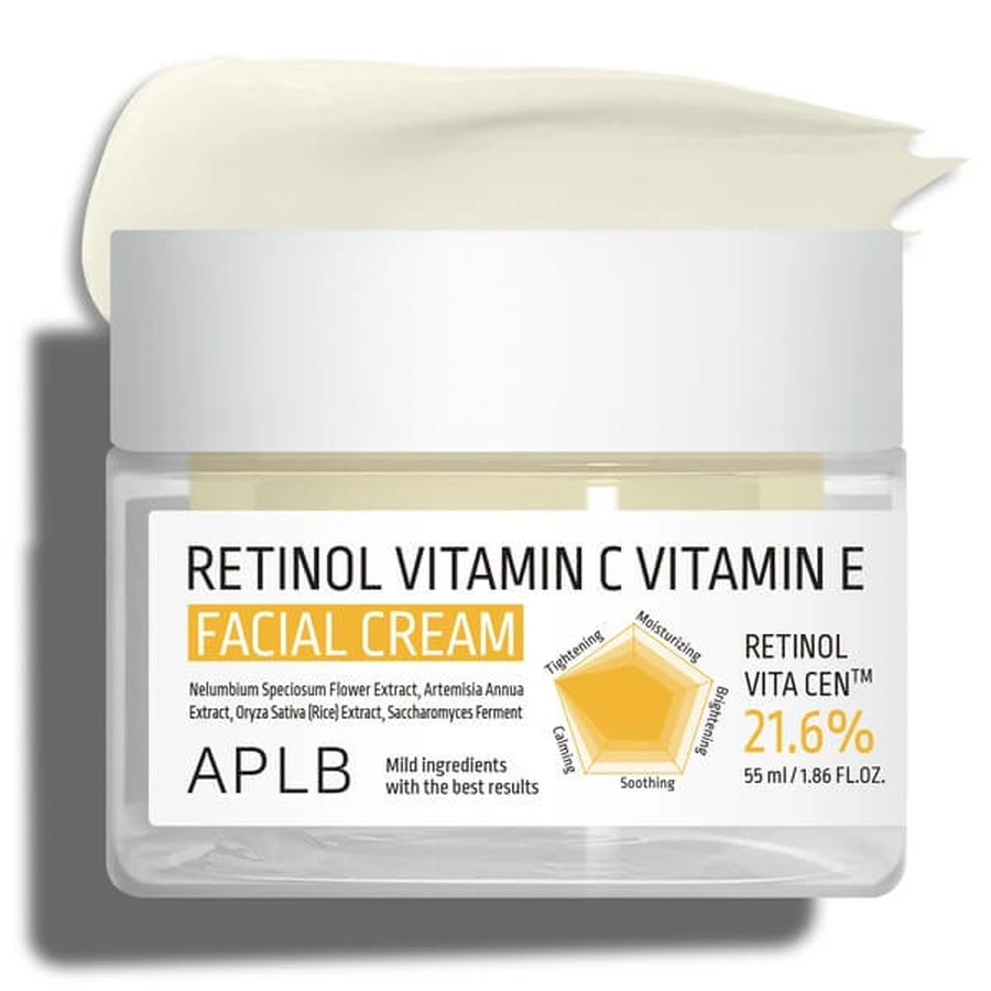 APLB Retinol Vitamin C Vitamin E Gesichtscreme, Anti-Aging-Creme mit Retinol und den Vitaminen C und E, 55 ml