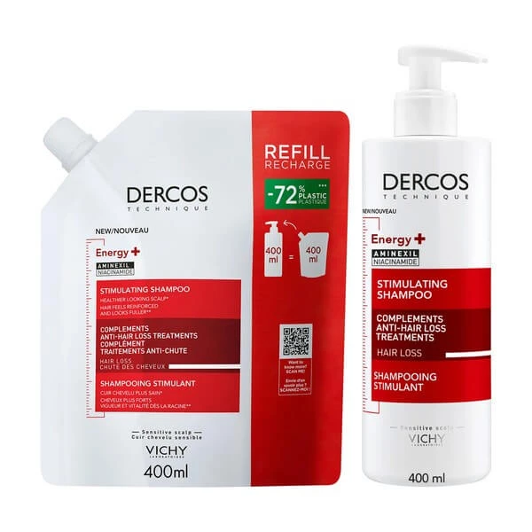 Dercos Energy+ set, versterkende shampoo, 400 ml + navulverpakking, 400 ml