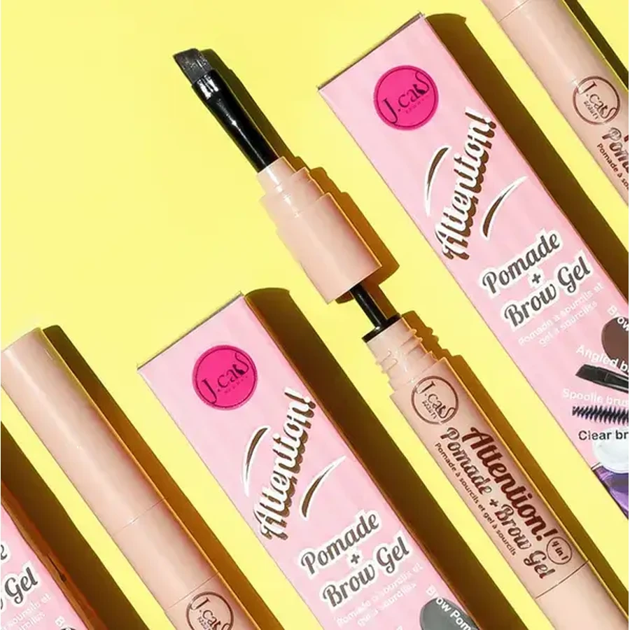 J.Cat Beauty, Attention !, gel pommade stylisant les sourcils 4-en-1, 102 Dark Brown, 2.7 g