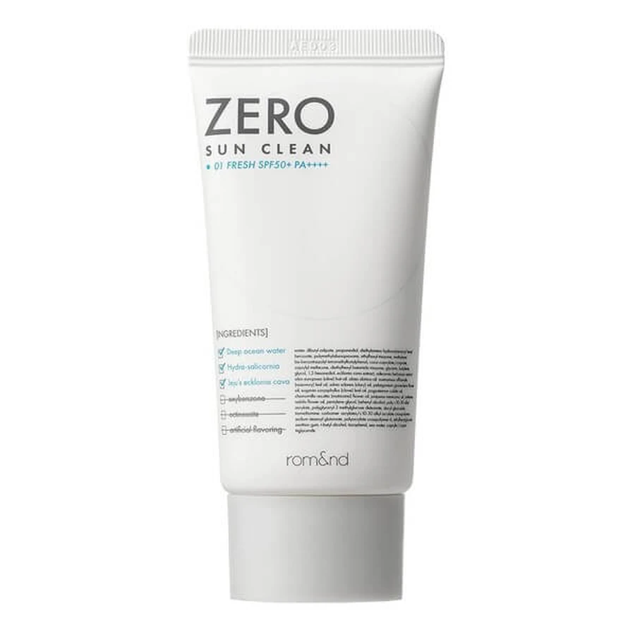 Rom&amp;nd Zero Sun Clean, straffende Sonnencreme für das Gesicht SPF50+ PA++++, 01 Fresh, 50 ml