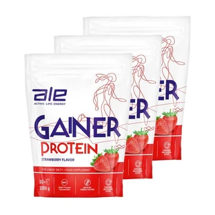 3er-Set ALE Gainer Protein Erdbeergeschmack