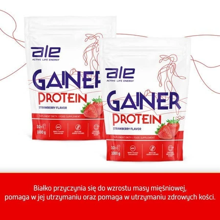 3er-Set ALE Gainer Protein Erdbeergeschmack