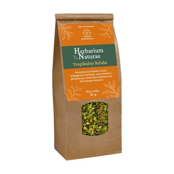 Green Mornings, Herbarium Naturae, Tropical Relaxation, samenstelling van zwarte thee, 50 g.