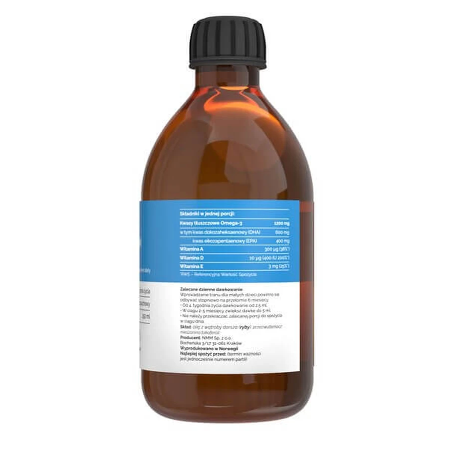 Vitalers Norwegian Tranium per bambini non profumato, liquido, 250 ml