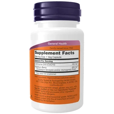 Now Foods Co-enzym Q10 100 mg met meidoorn, capsules, 30 st.