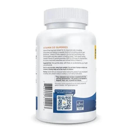 Nordic Naturals Vitamine D3 Gummies 1000 IU, jelly beans, bramensmaak, 120 stuks.