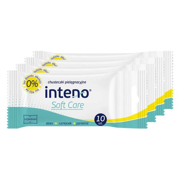 Set van 4x INTENO Soft Care, verzorgingsdoekjes, 10 stuks.