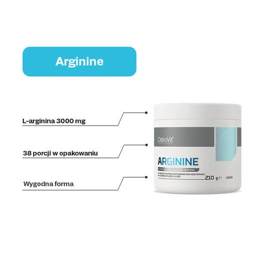 OstroVit Arginina, polvo, sabor limón, 210 g