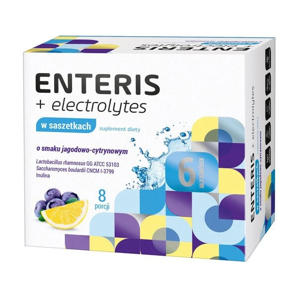 Enteris + elektrolyten, poederzakjes, bessen- en citroensmaak, 8 st. + 8 st.