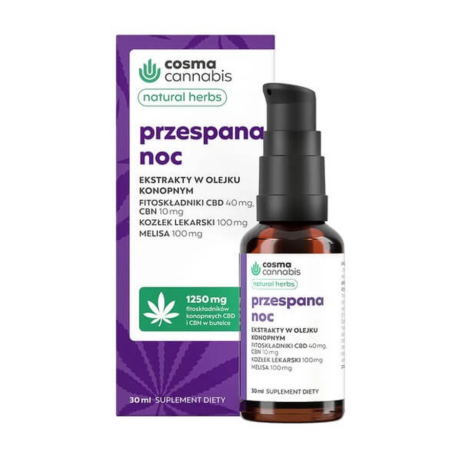 Cosma Cannabis Natural Herbs Przespana Noc, krople, 30 ml: ceny i cechy