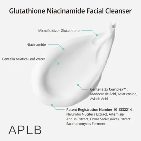 APLB Glutathion Niacinamide Gezichtsreiniger, reinigende gezichtsgel met glutathion en niacinamide, 80 ml