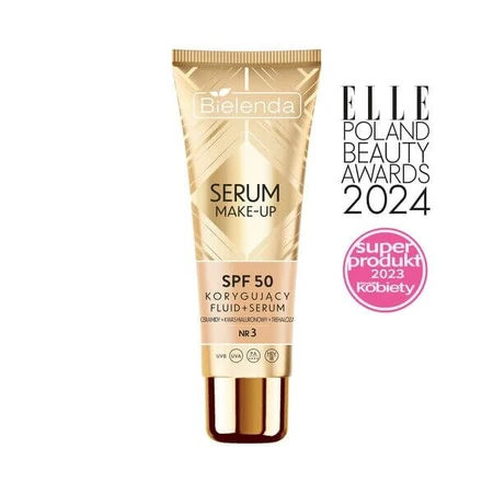 Bielenda Serum Make-up, korrigierendes Fluid+Serum SPF50 für alle Hauttypen, Nr. 3, 30 g