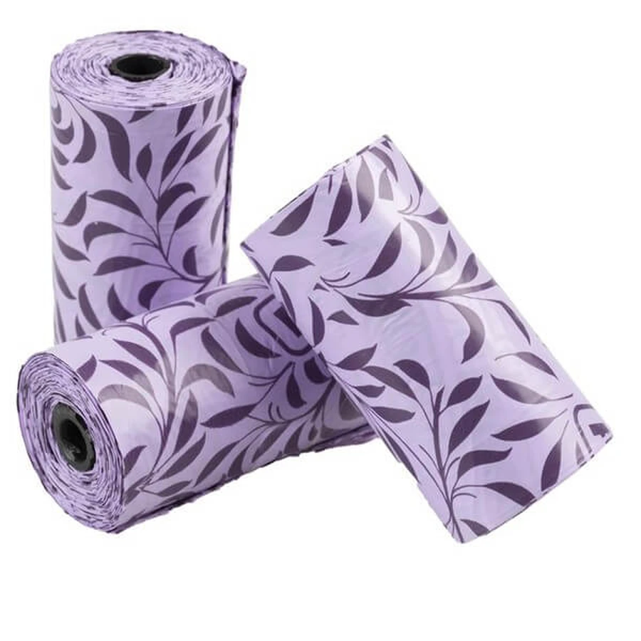 Duvoplus Poopidog Spice Lavender, sacchetti per cacca di cane, profumo di lavanda, 8 x 15 pezzi.