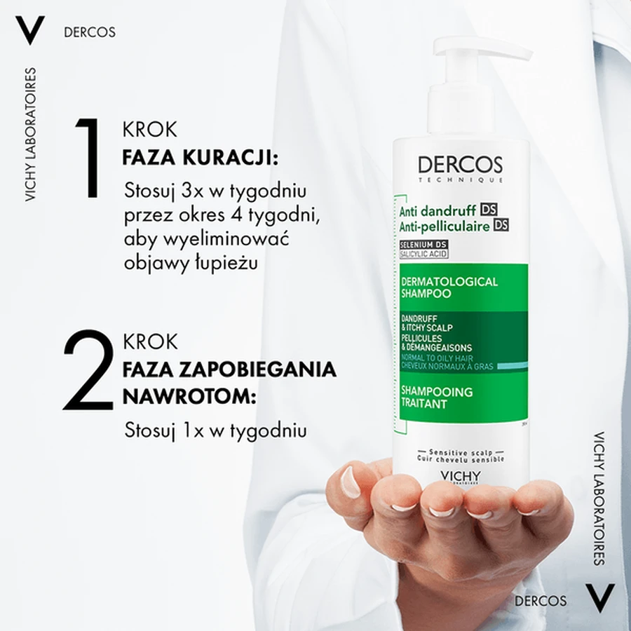 Set Vichy Dercos DS, antiroosshampoo, normaal en vet haar, 390 ml + navulverpakking, 390 ml